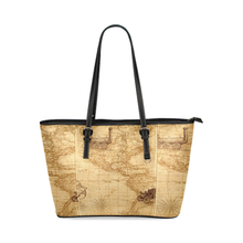 Old Map Leather Tote Bag