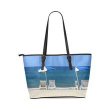 Beach Chairs Leather Tote Bag