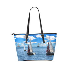 Sail Boat Leather Tote Bag