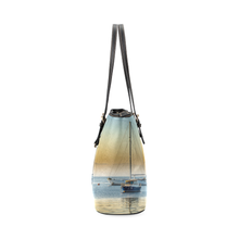 Calm Boats Leather Tote Bag