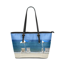 Beach Chairs Leather Tote Bag