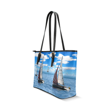 Sail Boat Leather Tote Bag
