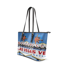 Las Vegas Sign Leather Tote Bag