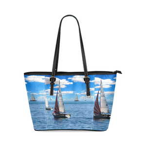 Sail Boat Leather Tote Bag