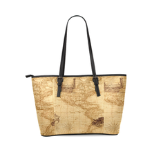 Old Map Leather Tote Bag