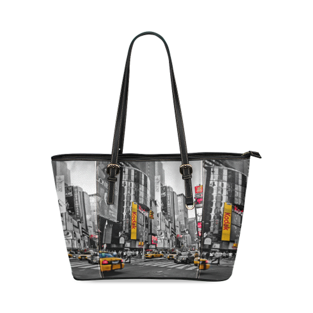 Time Square Leather Tote Bag