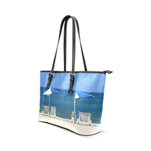 Beach Chairs Leather Tote Bag