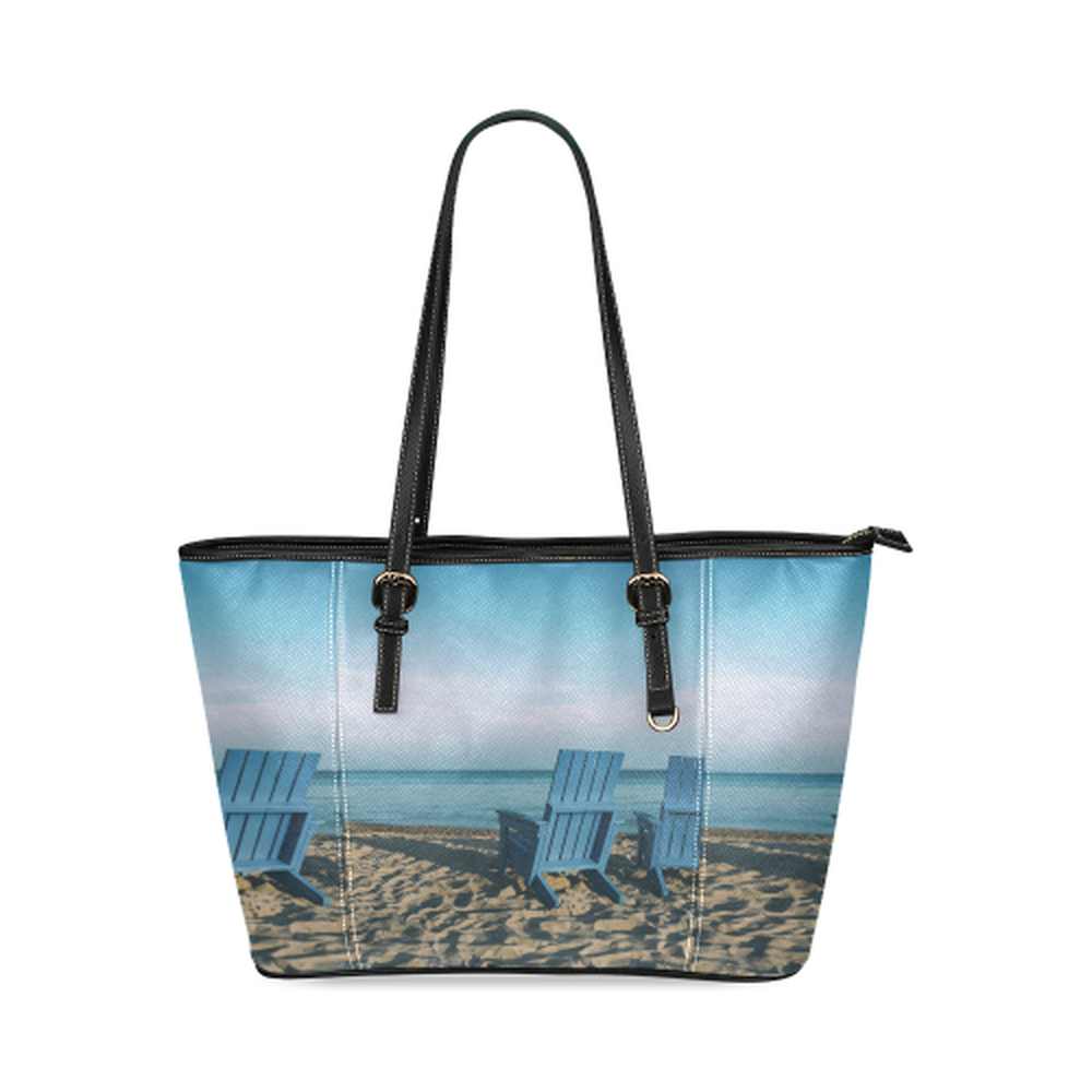 Blue Chair Leather Tote Bag